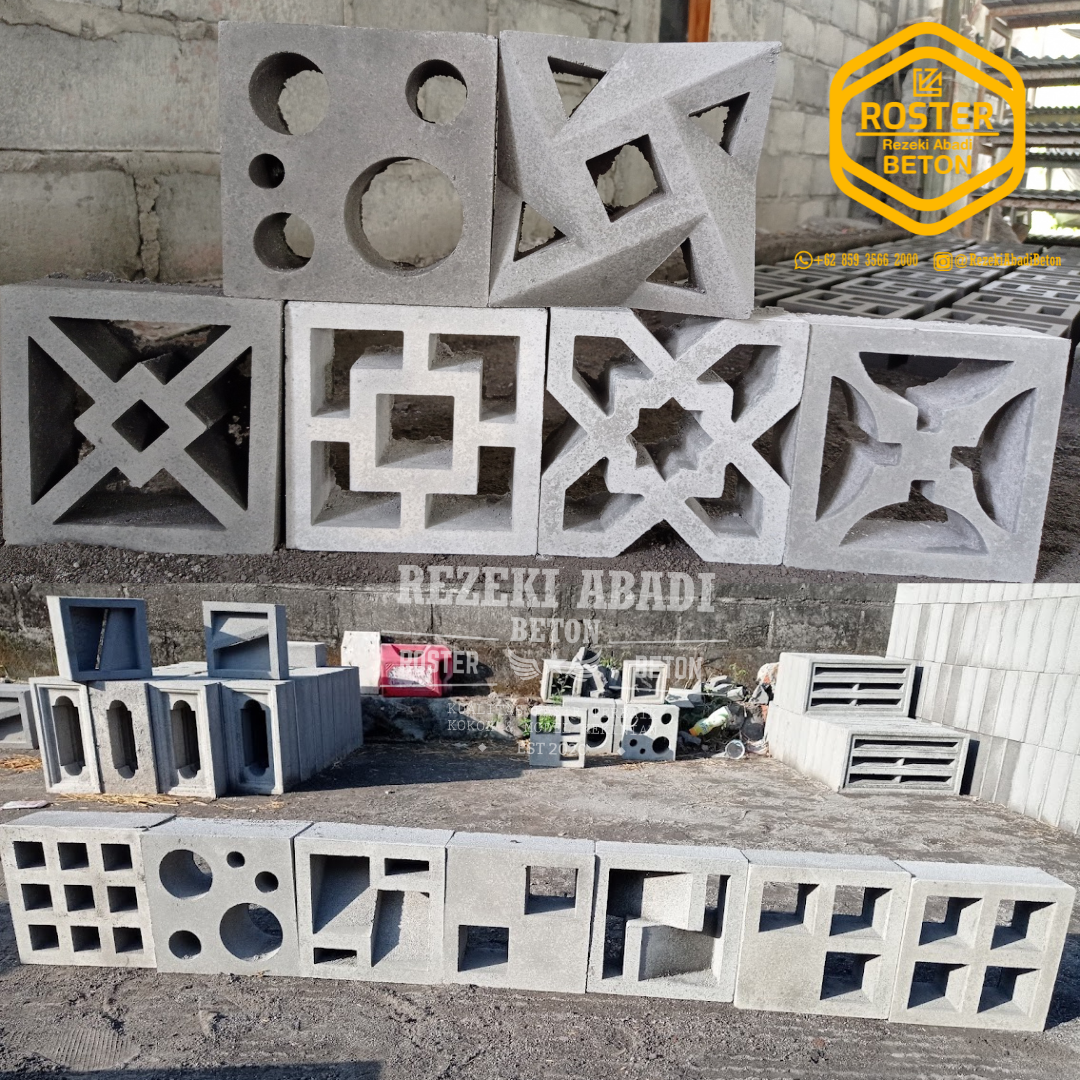 aneka motif roster beton dengan berbagai ukuran