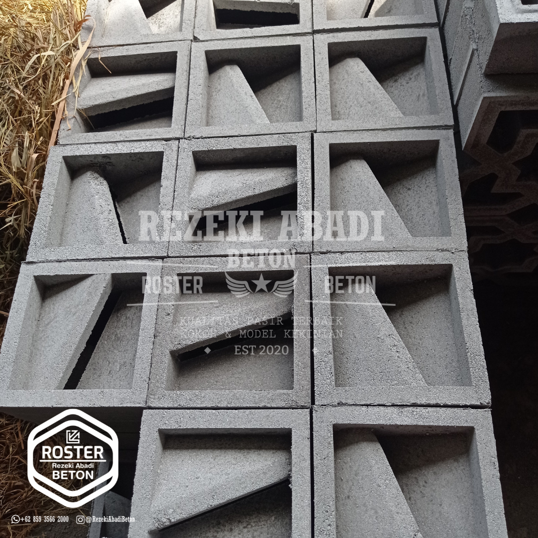 roster beton persegi dengan ukuran 20x10x20 dengan motif nako miring