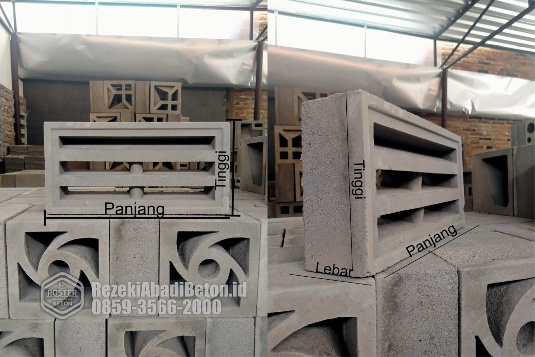 ukuran roster beton persegi panjang
