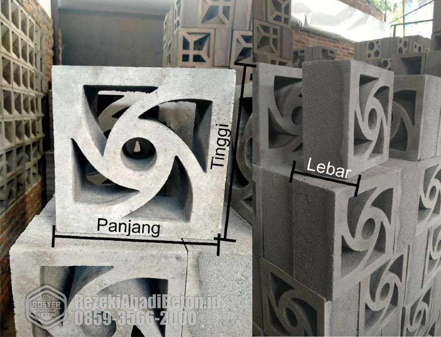 petunjuk ukuran roster beton persegi